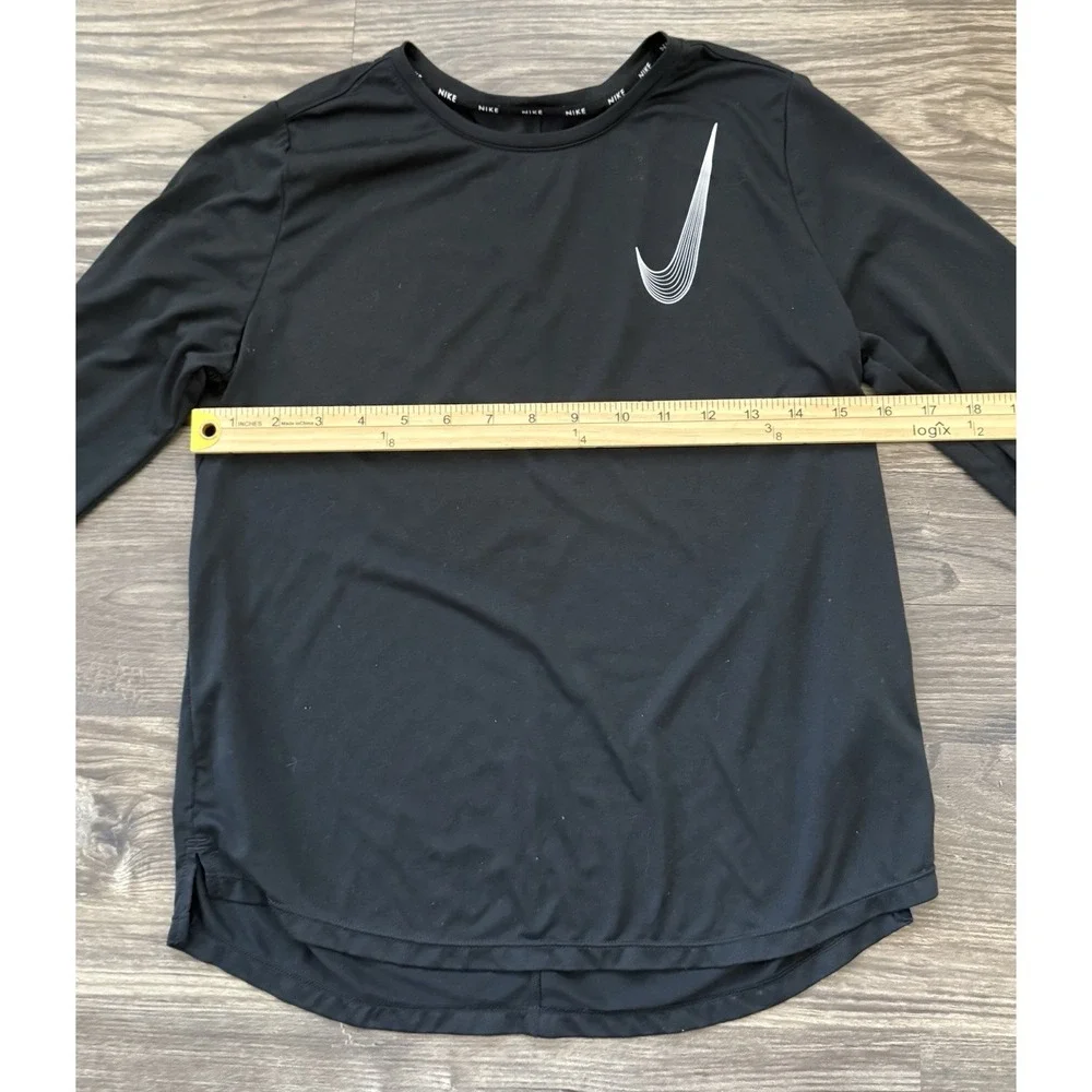 Unisex Youth‎ Nike Dry Fit Long Sleeve Shirt Loose Black Size XL 14-16 Swoosh